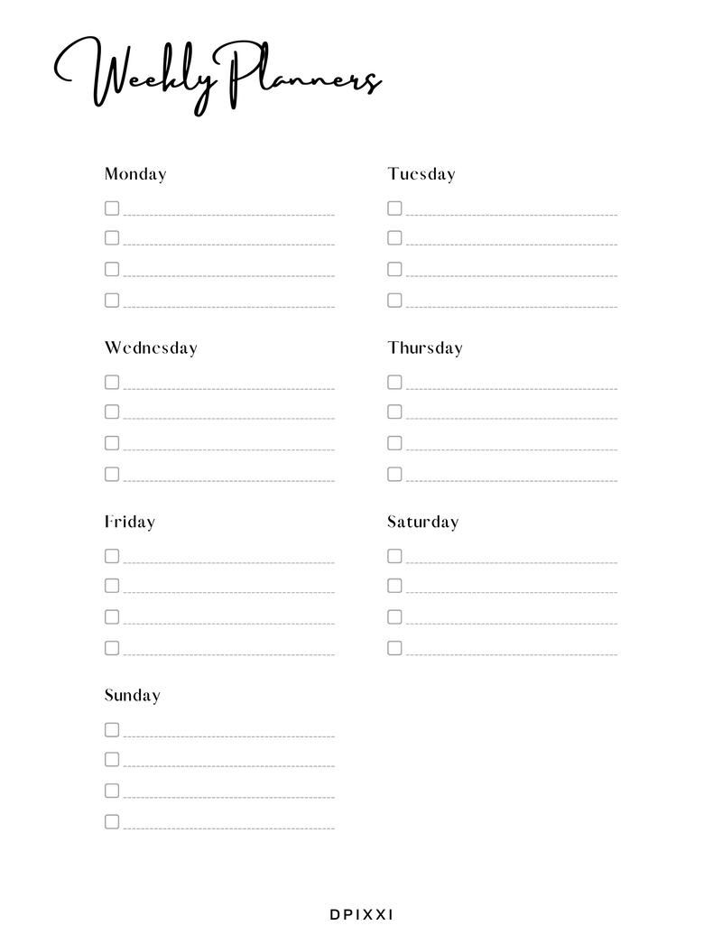 Beige and White Weekly Planner