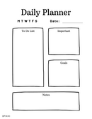 Cute Illustration Daily Planner | Monday To Saturday, To Do List, Important, Goals, Notes