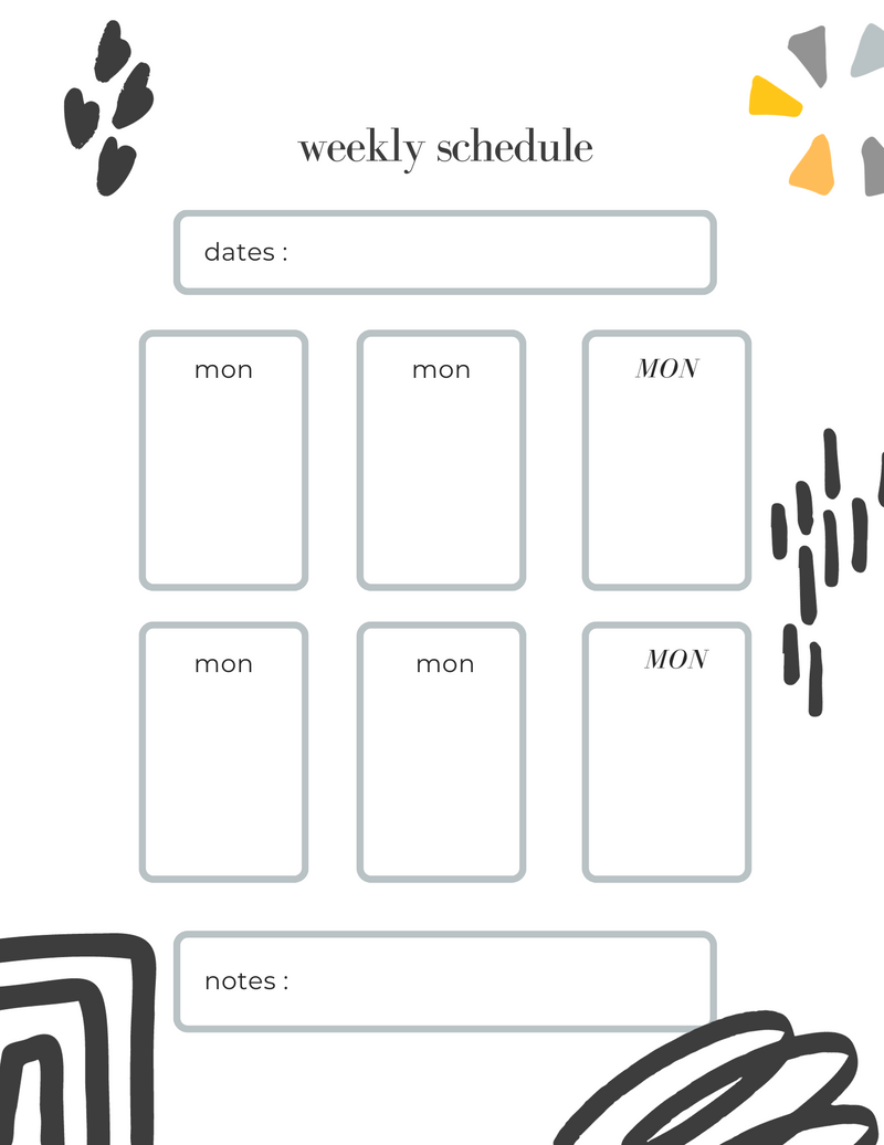 Modern Cute Girly Student Daily Planner | Dates, Monday, Notes