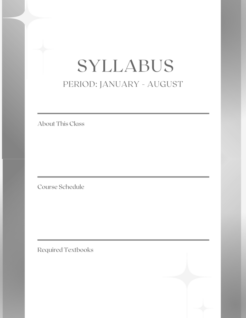 Gradient Syllabus Outline Planner | About The Class, Course Schedule, Required Textbooks