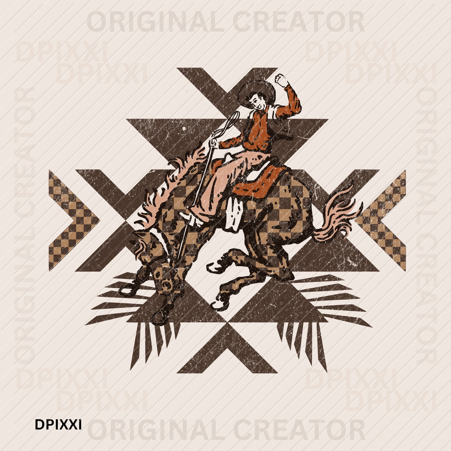 Arrow Tail Checker Horse Cowboy Aztec