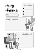 Blue and White Illustration Daily Planner