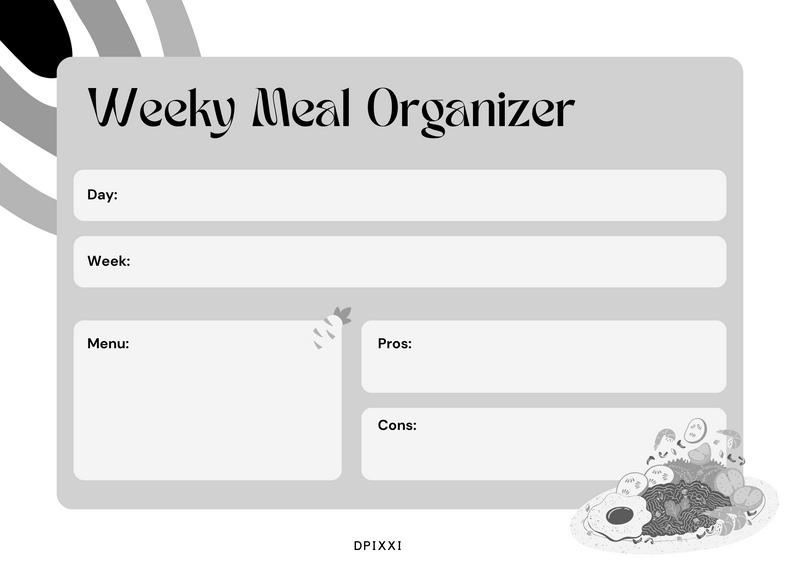 Weekly Meal Organizer | Day, Week, Menu, Pros, Cons