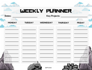 Gaming Background Weekly Planner Class Schedule | Key Projects, Monday to Friday
