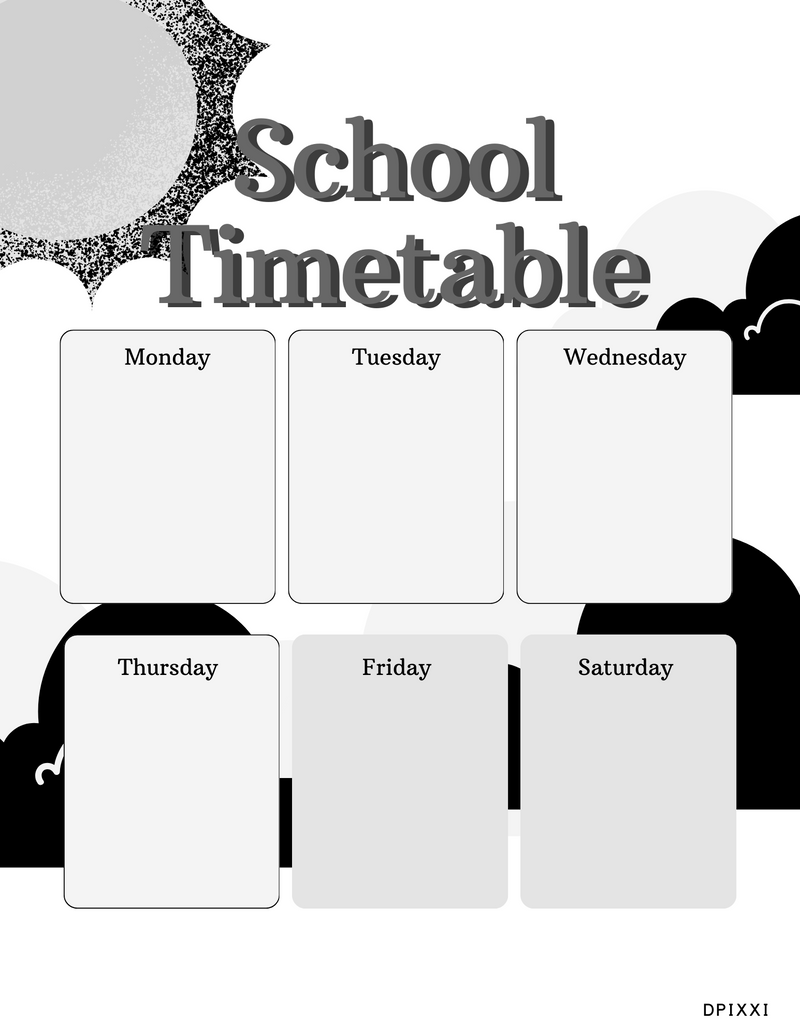 Illustrated School Planner | Monday To Saturday