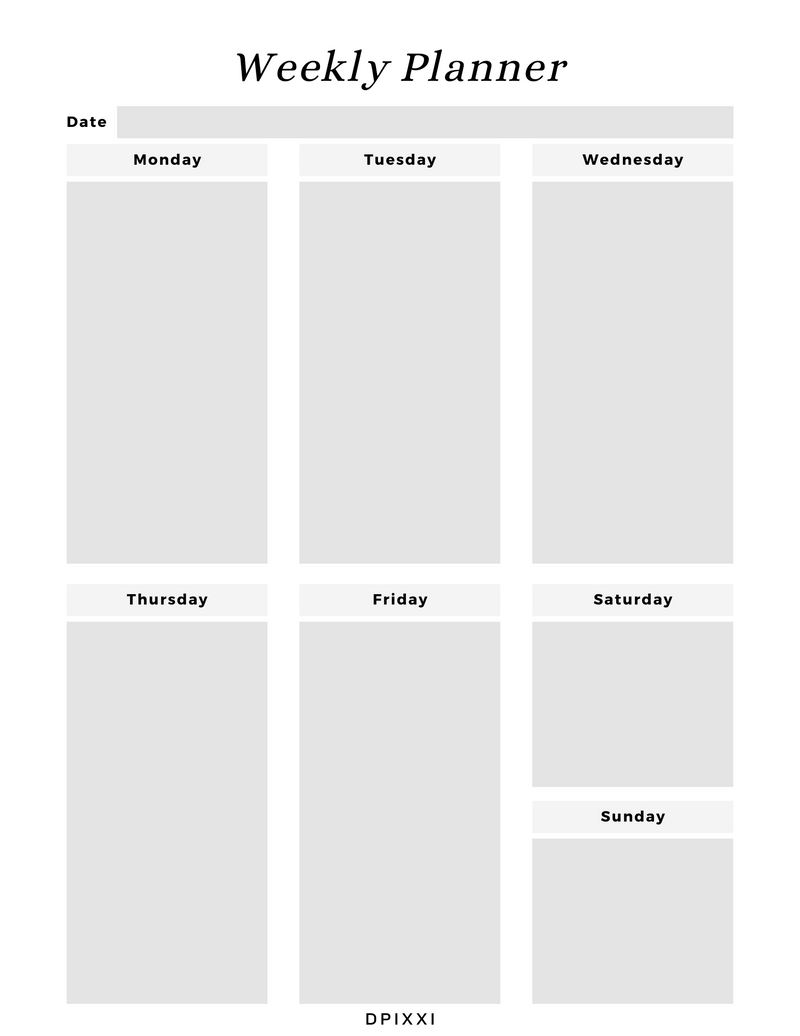 Minimal and Elegant Weekly Planner Sheet