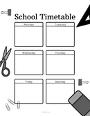 Cute Minimalist And Abstract School Timetable Planner | Monday To Saturday