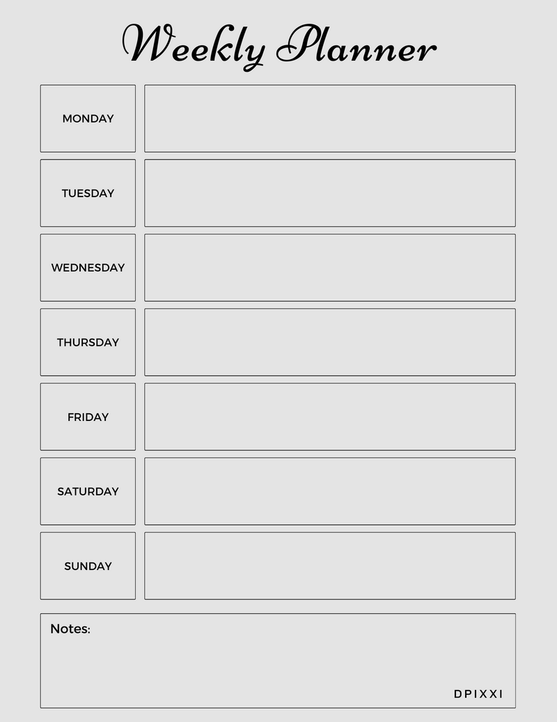 pencil - Black & White Minimalistic Weekly Planner