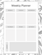Grey Floral Weekly Schedule Planner
