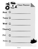 Simple Class Planner | Monday To Friday, Notes