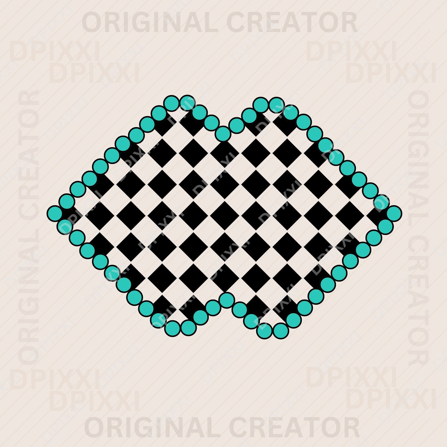 PNG, SVG Custom Lips Checker with Turquoise Borders