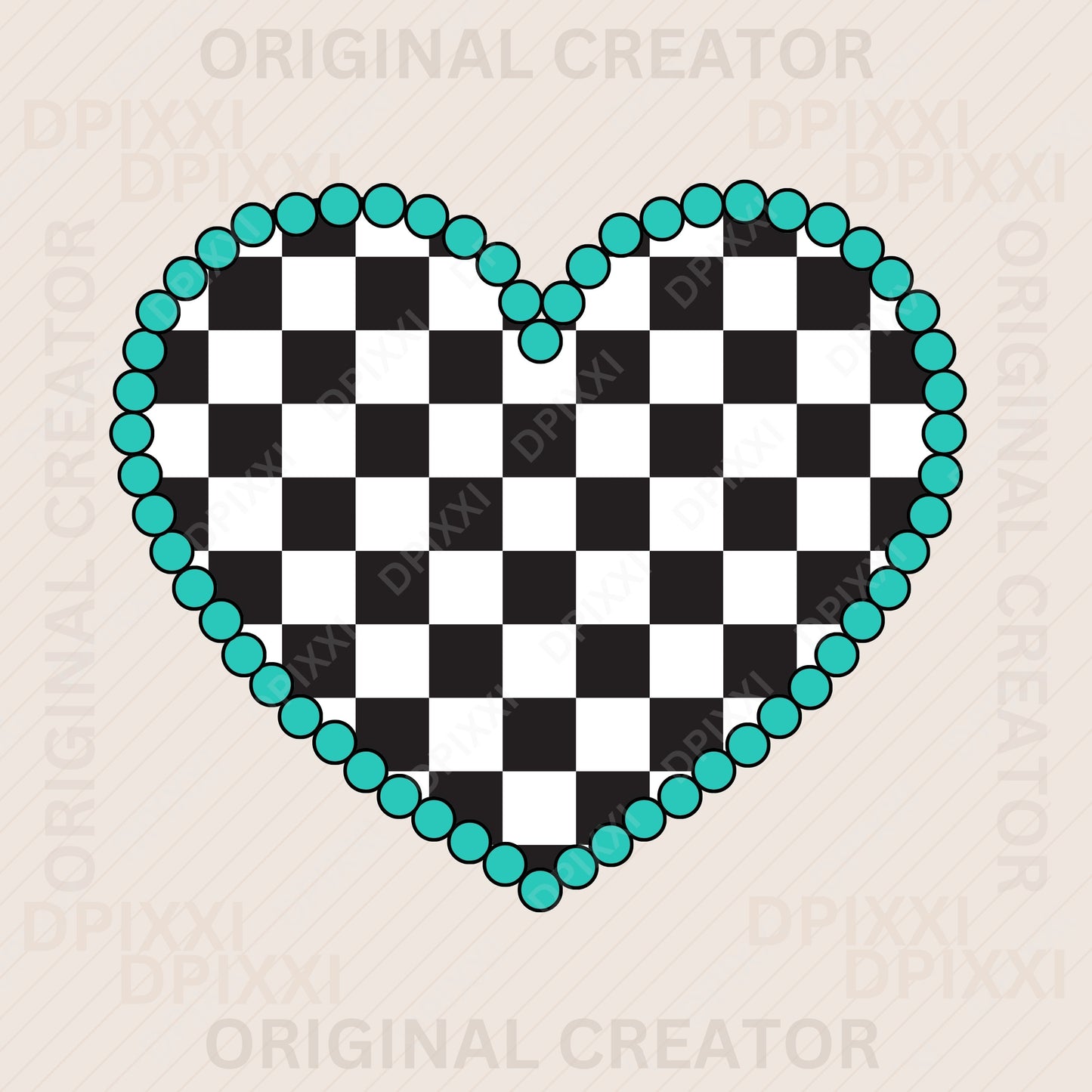 Turquoise Heart Checker (PNG, SVG)