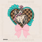 Cowgirl Horse Turquoise Checker Heart Pink Checker Bow