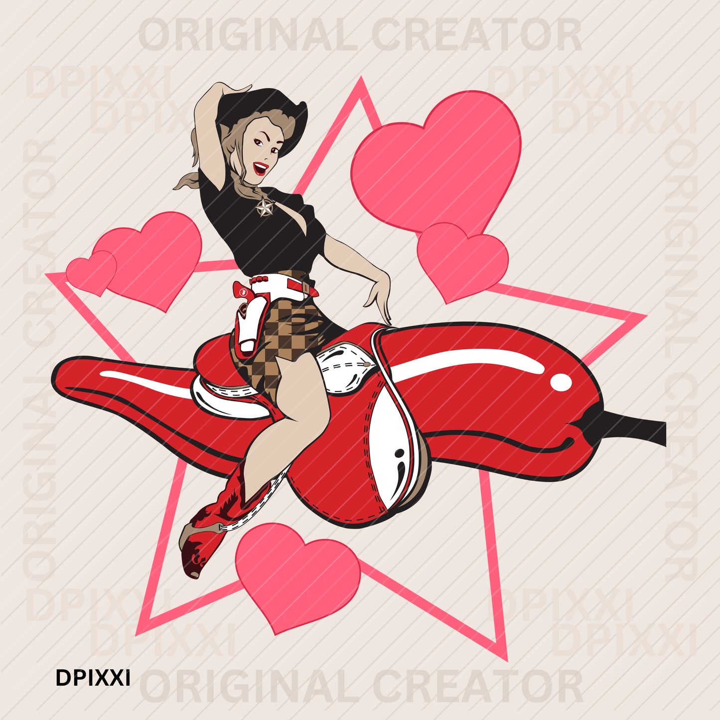 Hot Red Pepper Checker Skirt Cowgirl Hearts Valentine