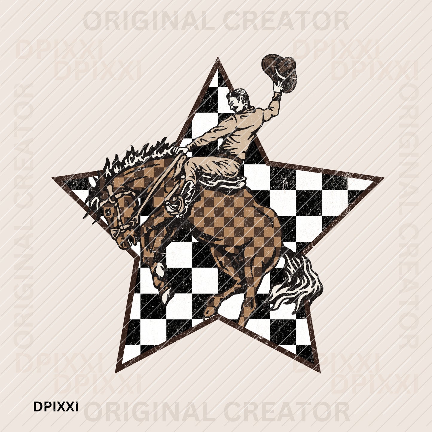 Cowboy Checker Star and Horse