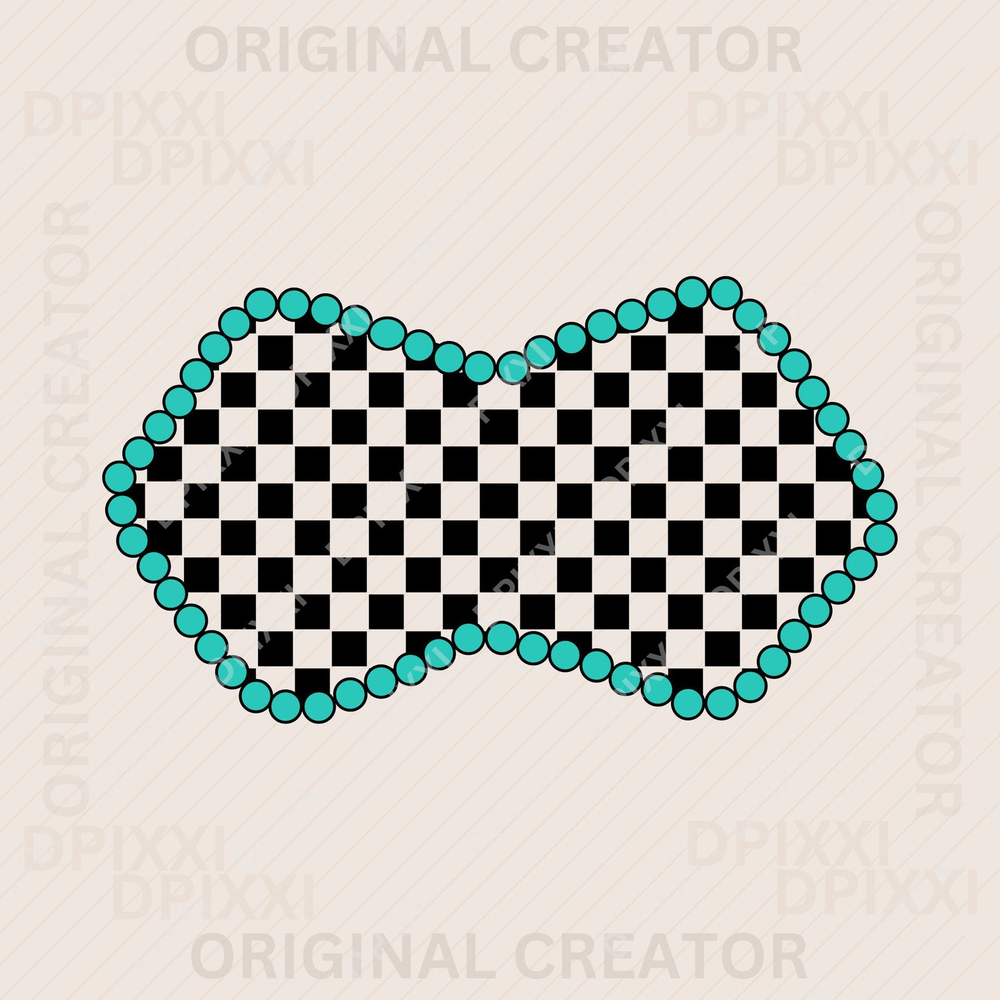 PNG, SVG Custom Unique Checker with Turquoise Borders