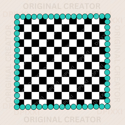 Checker Square Shape with Turquoise Beads