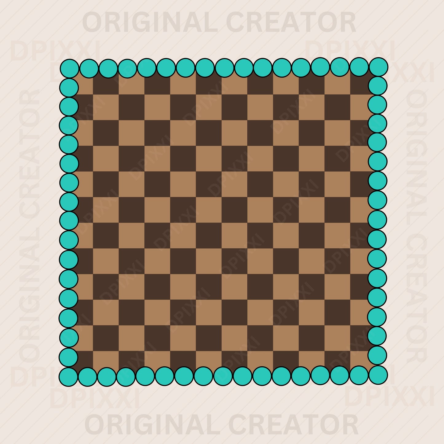 Square Turquoise Checker (Brown, Turquoise, Pink)