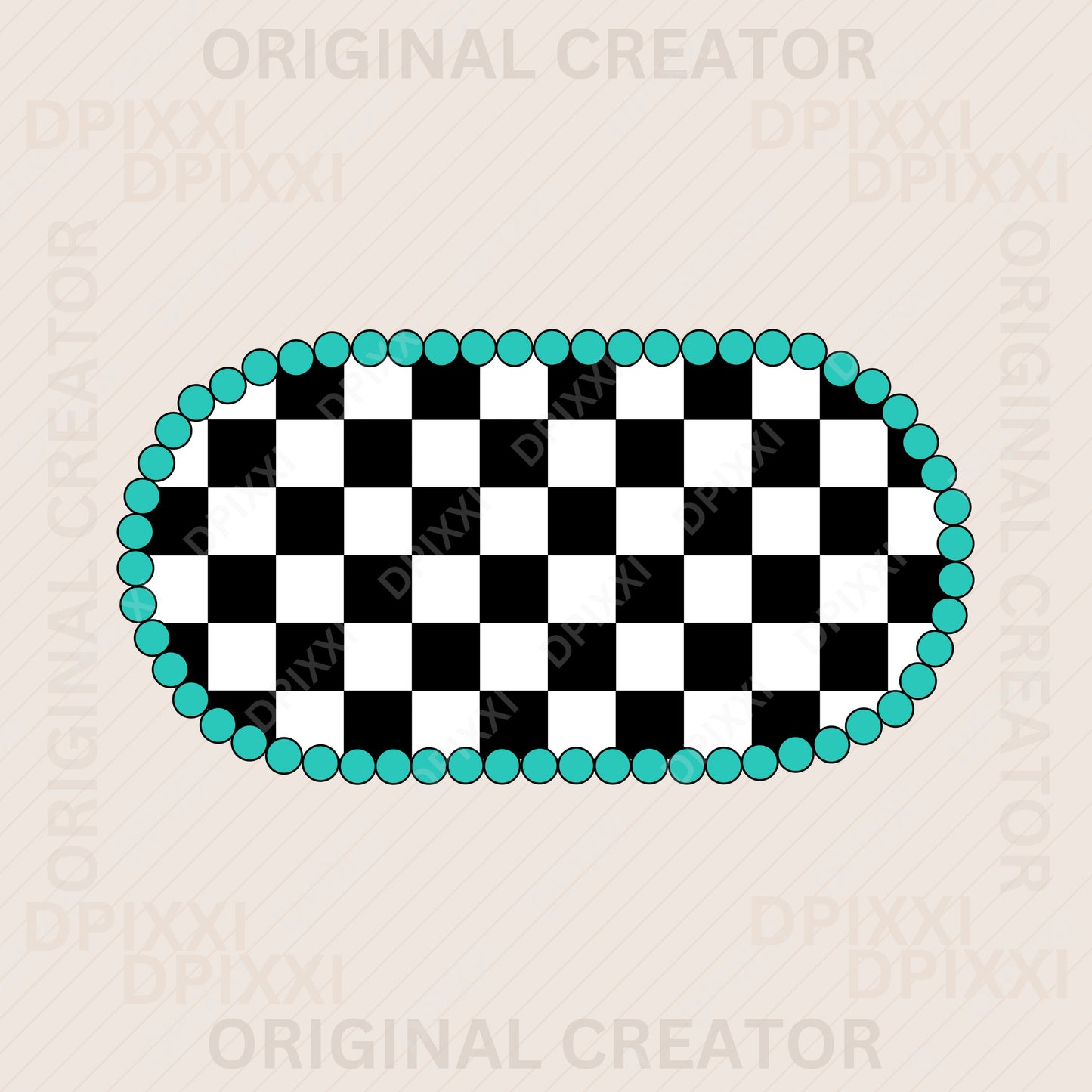 Oval Turquoise Checker