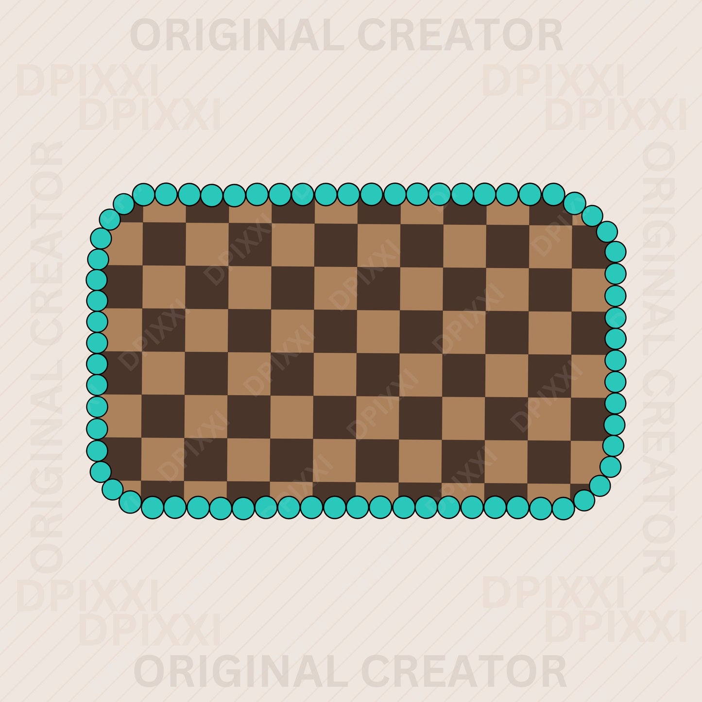 Rectangle Turquoise Checker